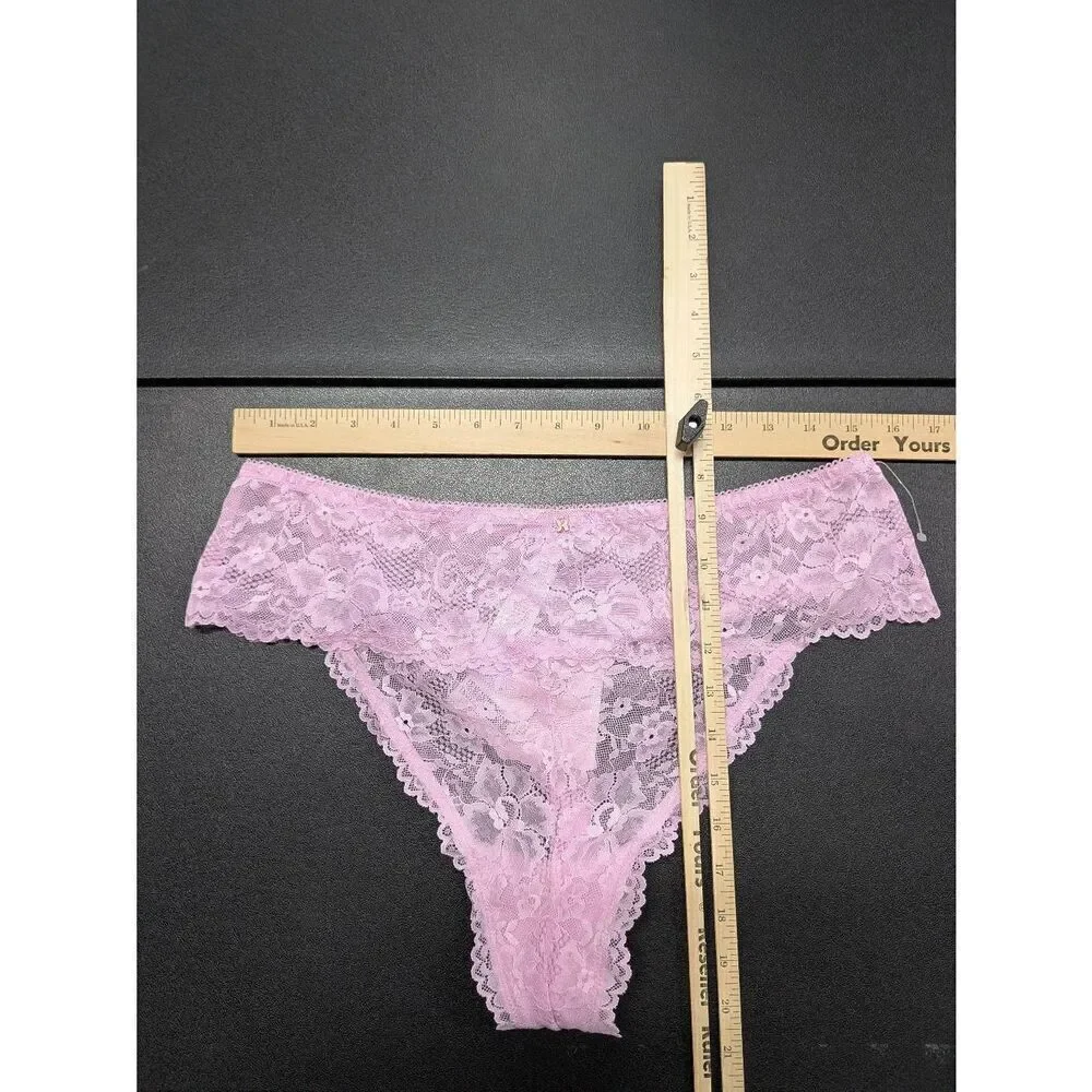 NWT Savage X Fenty Pink Floral Lace High Leg Brazilian Women's 2X
